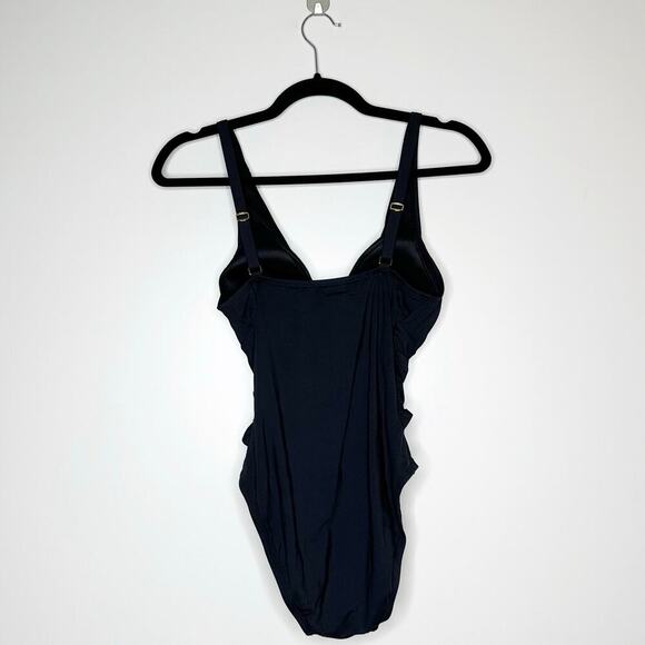 NEW Bleu Rod Beattie Ruched One Piece Swimsuit Women's Black Size 4 - Picture 3 of 5
